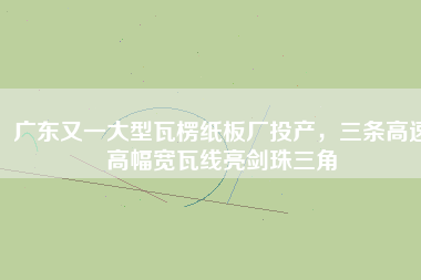 廣東又一大型瓦楞紙板廠投產，三條高速高幅寬瓦線亮劍珠三角