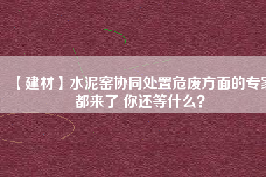 【建材】水泥窯協(xié)同處置危廢方面的專家都來了 你還等什么？