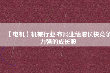 【電機】機械行業:布局業績增長快競爭力強的成長股
          