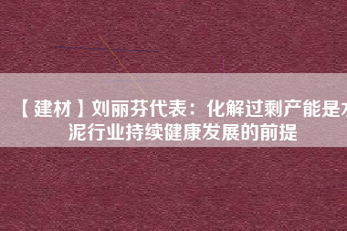 【建材】劉麗芬代表：化解過剩產能是水泥行業持續健康發展的前提