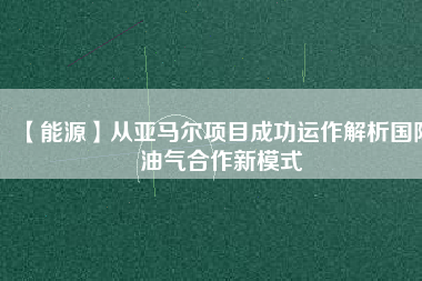 【能源】從亞馬爾項目成功運作解析國際油氣合作新模式