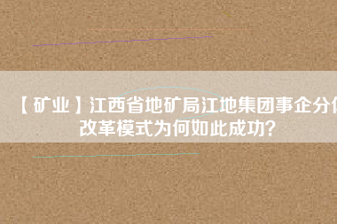 【礦業】江西省地礦局江地集團事企分體改革模式為何如此成功？