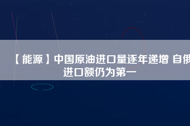 【能源】中國原油進口量逐年遞增 自俄進口額仍為第一