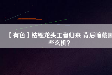 【有色】鈷鋰龍頭王者歸來 背后暗藏哪些玄機(jī)？