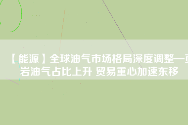 【能源】全球油氣市場格局深度調(diào)整—頁巖油氣占比上升 貿(mào)易重心加速東移