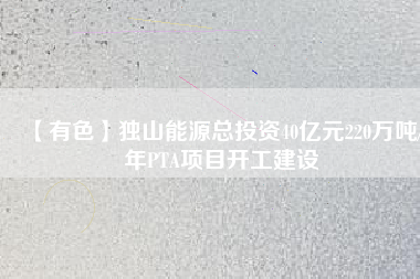 【有色】獨山能源總投資40億元220萬噸/年PTA項目開工建設