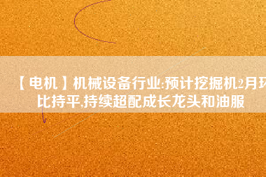 【電機】機械設備行業:預計挖掘機2月環比持平,持續超配成長龍頭和油服
          