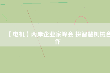 【電機】兩岸企業家峰會 拚智慧機械合作
          