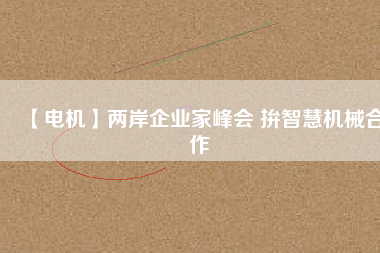 【電機】兩岸企業家峰會 拚智慧機械合作
          