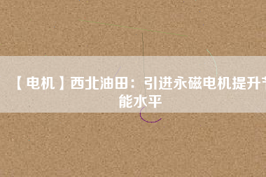 【電機】西北油田：引進永磁電機提升節能水平
          