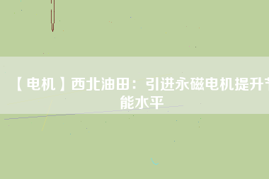 【電機】西北油田：引進永磁電機提升節能水平
          