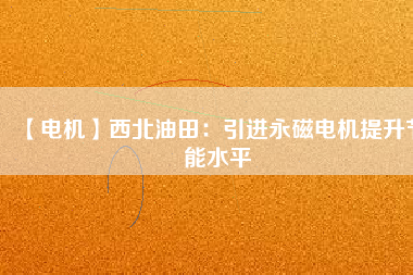 【電機】西北油田：引進永磁電機提升節能水平
          