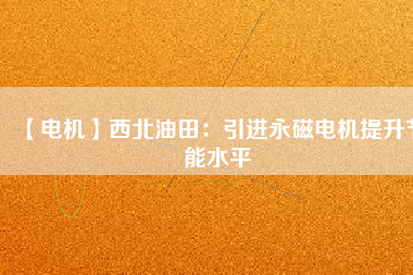 【電機】西北油田：引進永磁電機提升節能水平
          