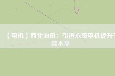 【電機】西北油田：引進永磁電機提升節能水平
          