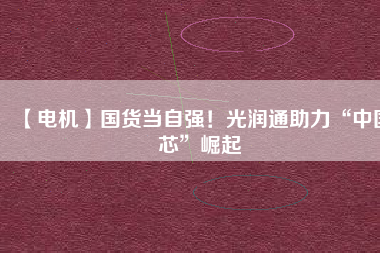 【電機(jī)】國貨當(dāng)自強(qiáng)！光潤通助力“中國芯”崛起
          