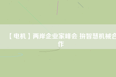 【電機】兩岸企業家峰會 拚智慧機械合作
          