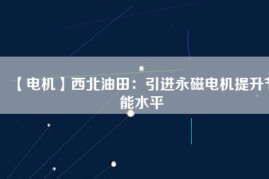 【電機】西北油田：引進永磁電機提升節能水平
          