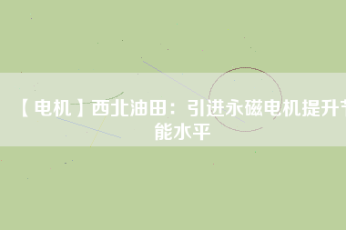 【電機】西北油田：引進永磁電機提升節能水平
          