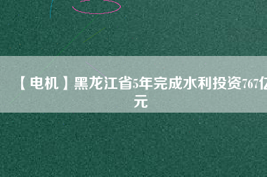 【電機(jī)】黑龍江省5年完成水利投資767億元
          