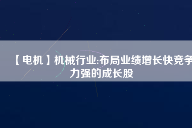 【電機】機械行業:布局業績增長快競爭力強的成長股
          