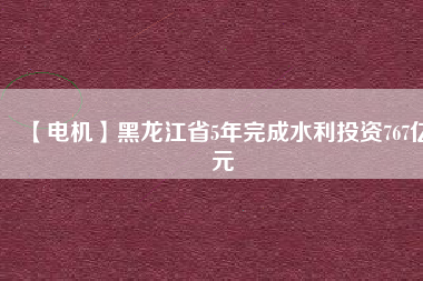 【電機(jī)】黑龍江省5年完成水利投資767億元
          