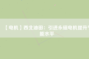 【電機】西北油田：引進永磁電機提升節能水平
          