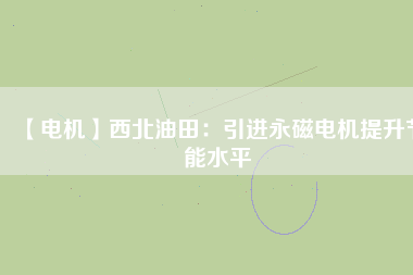 【電機】西北油田：引進永磁電機提升節能水平
          