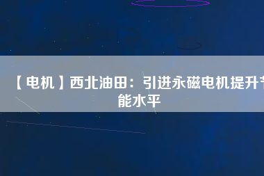 【電機】西北油田：引進永磁電機提升節能水平
          