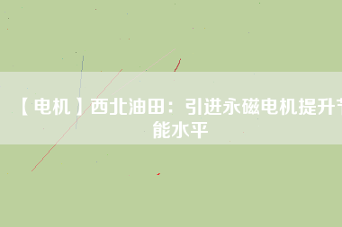 【電機】西北油田：引進永磁電機提升節能水平
          