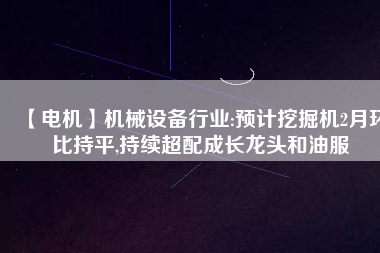 【電機】機械設備行業:預計挖掘機2月環比持平,持續超配成長龍頭和油服
          