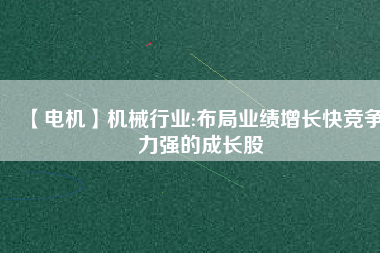 【電機】機械行業:布局業績增長快競爭力強的成長股
          