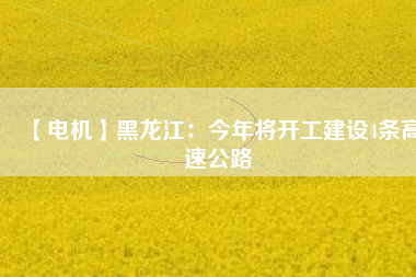 【電機】黑龍江：今年將開工建設4條高速公路
          