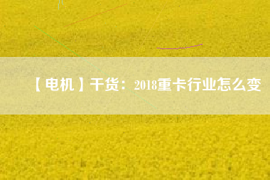 【電機】干貨：2018重卡行業怎么變
          