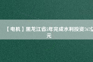 【電機(jī)】黑龍江省5年完成水利投資767億元
          