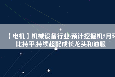 【電機】機械設備行業:預計挖掘機2月環比持平,持續超配成長龍頭和油服
          