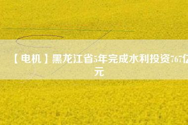 【電機(jī)】黑龍江省5年完成水利投資767億元
          