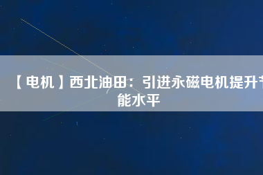 【電機】西北油田：引進永磁電機提升節能水平
          