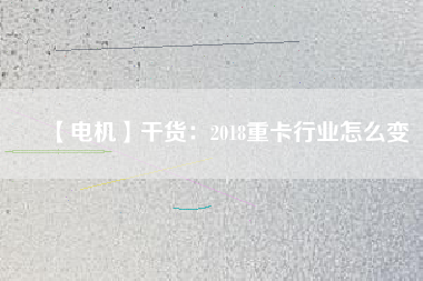 【電機】干貨：2018重卡行業怎么變
          