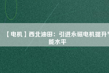 【電機】西北油田：引進永磁電機提升節能水平
          