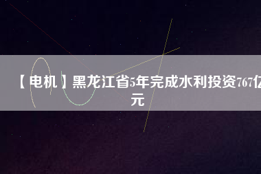 【電機(jī)】黑龍江省5年完成水利投資767億元
          